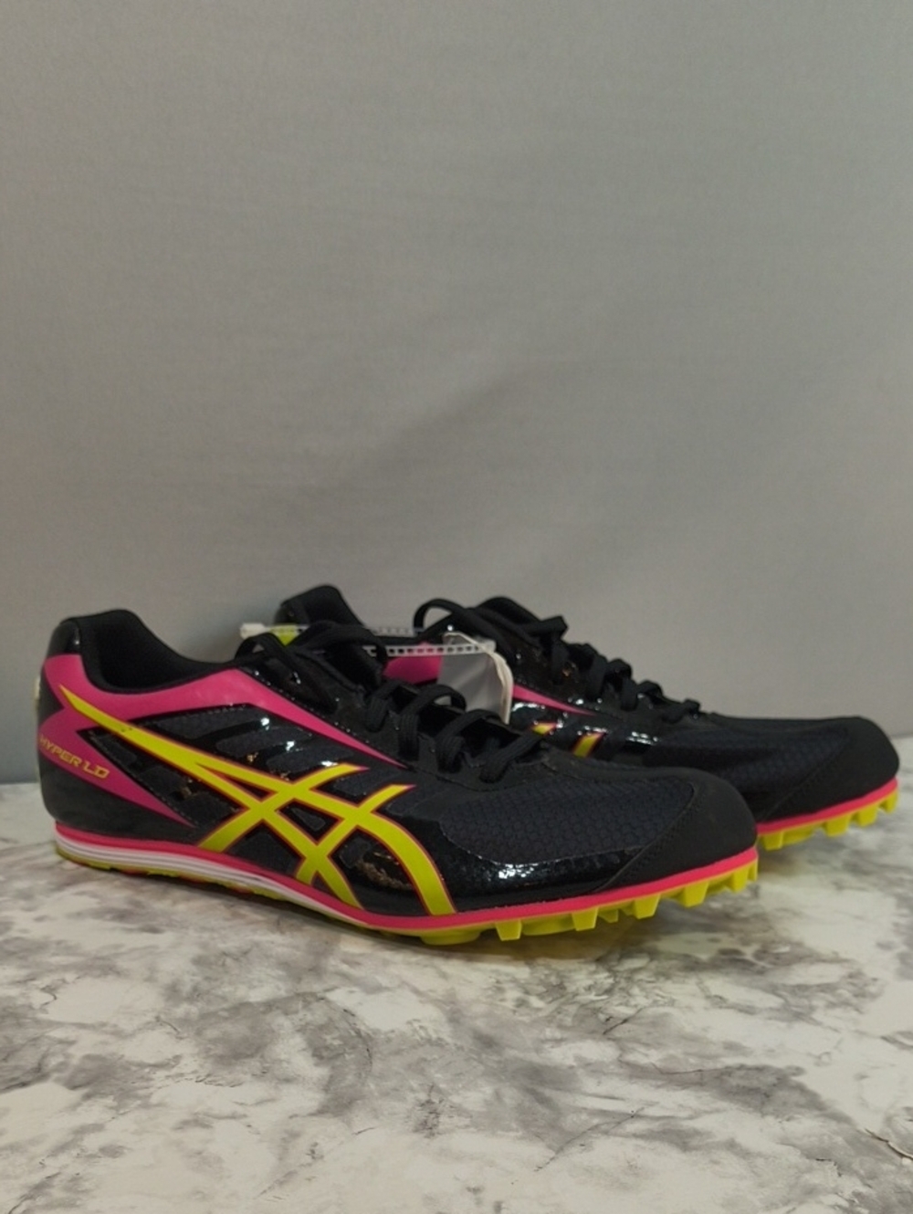 Asics Hyper LD 5Track and Field Racing Shoes Black/Yellow/Pink NWT Size 10.5